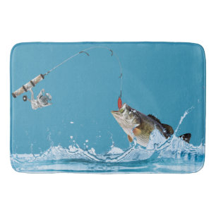 Tapete De Banheiro vara de pesca com peixe grande