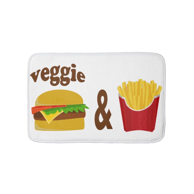 Tapete De Banheiro Veggie Burger e Fries (frente)