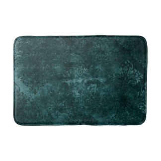 Tapete De Banheiro Velvety Teal Damask | Verde escuro Barroco
