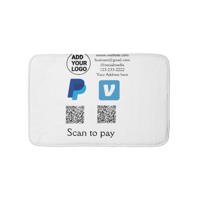 Tapete De Banheiro Venmo paypal digitalizar para pagar adicionar códi (frente)
