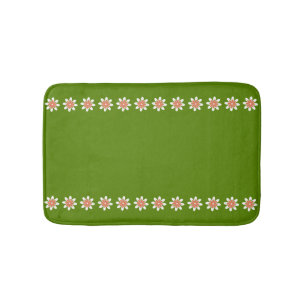Tapete De Banheiro Verde Abacate Borda Floral Minimal Retro