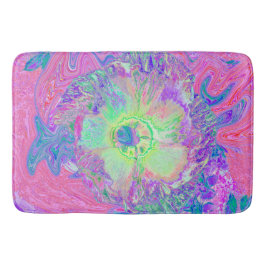 Tapete De Banheiro Verde limão Psychedelic Trippy e Hibiscus roxo