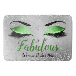Tapete De Banheiro Verde Uma Mulher Fabulosa Vive Aqui Olhos Brilhos