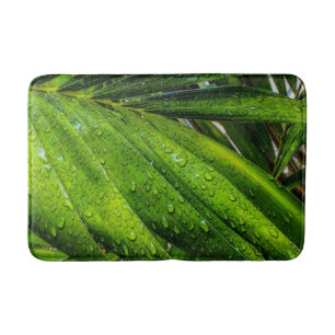 Tapete De Banheiro Verdes tropicais com gotas de chuva