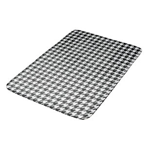 Tapete De Banheiro Verificação de houndstooth Clássico Branco Preto