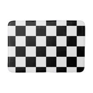 Tapete De Banheiro Verificador Preto e Branco