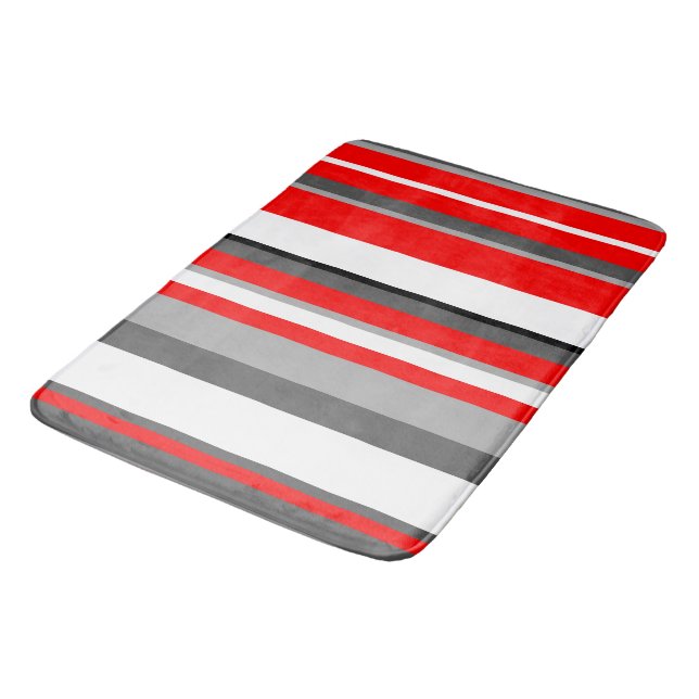 Tapete De Banheiro Vermelho branco e cinzas (Angulado)