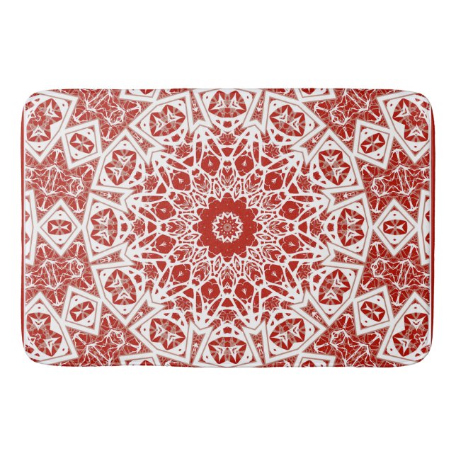 Tapete De Banheiro vermelho e branco, etnia bandana (Frente)