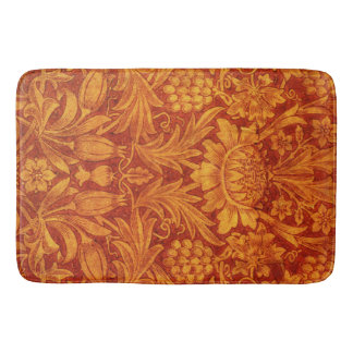 Tapete De Banheiro Vermelho Floral e Amarelo Dourado Wm Morris