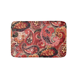 Tapete De Banheiro Vermelho, Rosa e Preto Paisley Floral Vintage