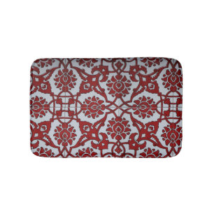 Tapete De Banheiro Vermelho Turco Cerâmica Floral