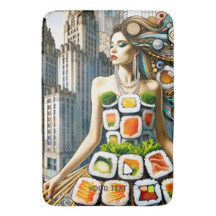 Tapete De Banheiro Vestido de sushi abstrato fofo de fantasia