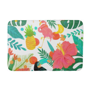 Tapete De Banheiro Vibrações Tropicais Folhas Florais Verão Chic
