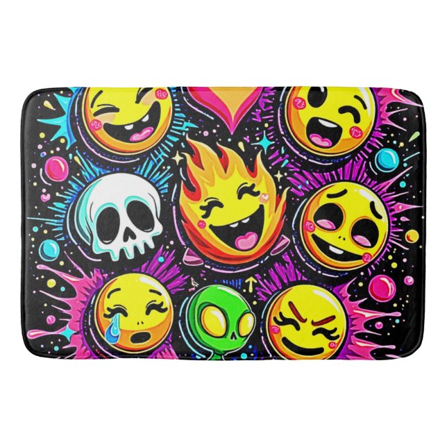 Tapete De Banheiro Vibrant Emoji Pop Art (Frente)