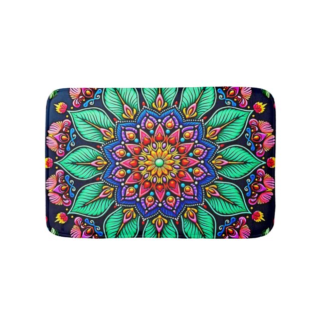 Tapete De Banheiro Vibrant Floral Mandala Art (frente)