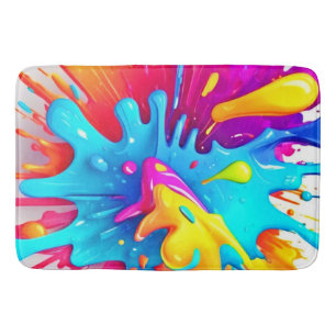 Tapete De Banheiro Vibrant Neon Paint Splash Art