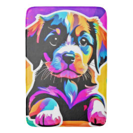 Tapete De Banheiro Vibrant Puppy Trabalho de arte