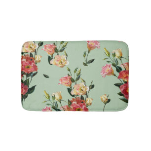 Tapete De Banheiro Victorian Lisianthus: Olive Floral Watercolor.