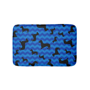Tapete De Banheiro Vigas pretas do azul do dachshund