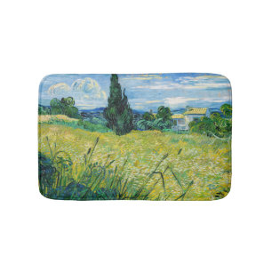 Tapete De Banheiro Vincent van Gogh - Campo de Trigo Verde com Cypres