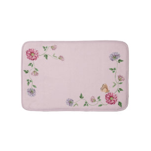 Tapete De Banheiro Vinha Floral Rosa e Púrpura  