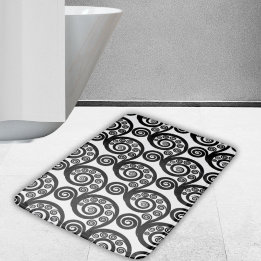 Tapete De Banheiro Vintage Black White Curly Swirls Fern Leaf Pattern