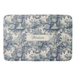 Tapete De Banheiro Vintage chic Blue toile de jouy monograma