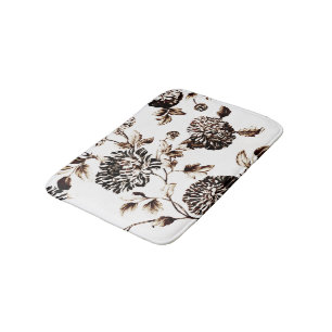 Tapete De Banheiro Vintage de bronze & branco Toile floral botânico