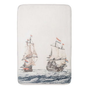 Tapete De Banheiro Vintage - Dois Navios À Vela No Mar Johan Teyler