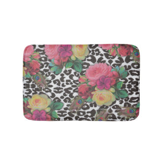 Tapete De Banheiro vintage elegante flores cheetah paciock floral