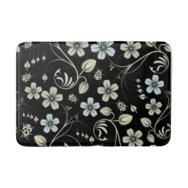 Tapete De Banheiro Vintage Floral Pattern with Ladybugs on Black