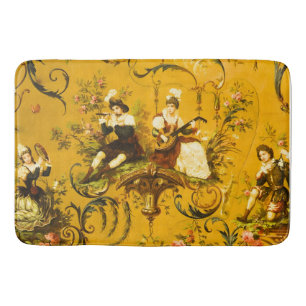 Tapete De Banheiro Vintage Floral Vitoriano Amarelo-Amarelo-Dourado f