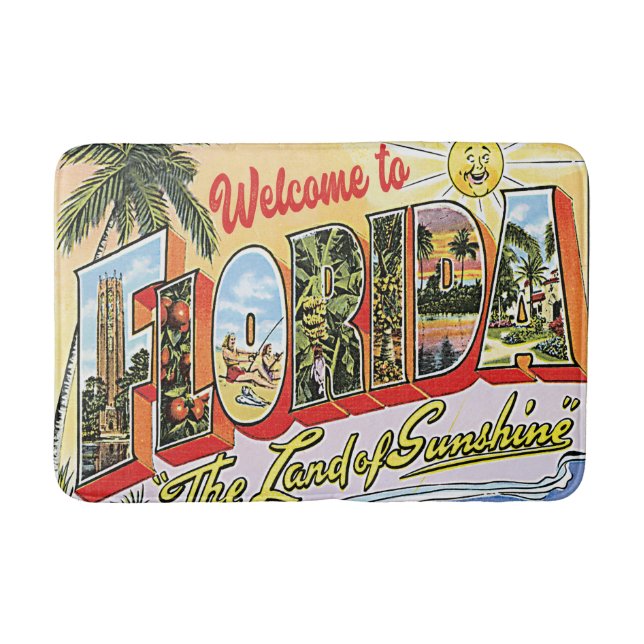 Tapete De Banheiro Vintage Florida Welcome (Frente)