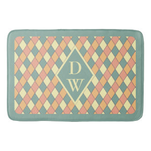 Tapete De Banheiro Vintage Harlequine Diagonal em Pastéis Monograma