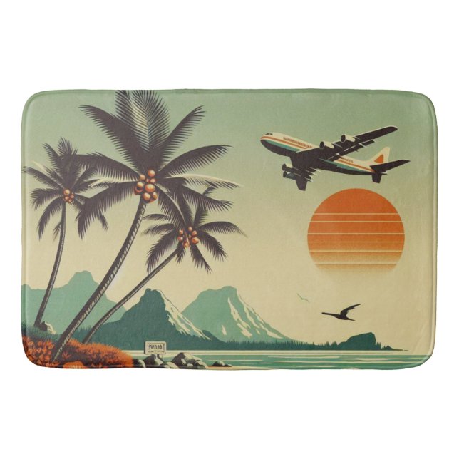 Tapete De Banheiro Vintage Hawaii/Tropical (Frente)
