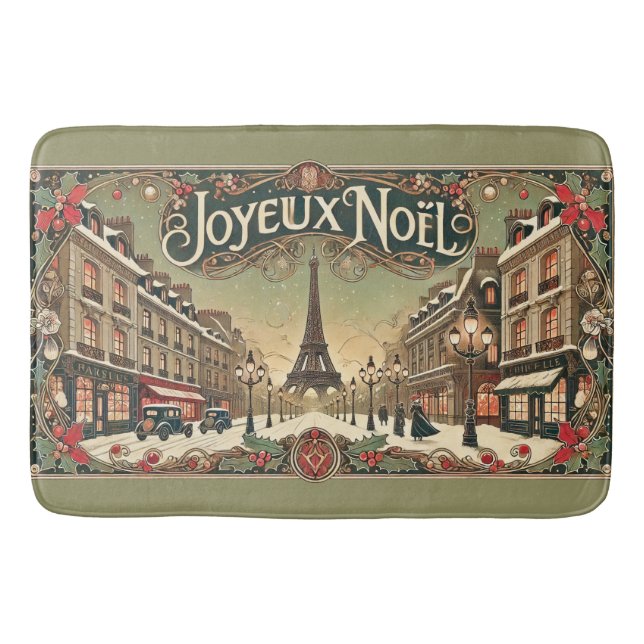 Tapete De Banheiro Vintage Noel em Paris  (Frente)