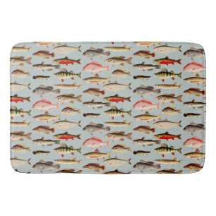 Tapete De Banheiro Vintage - Padrão Norte Americano de Peixes