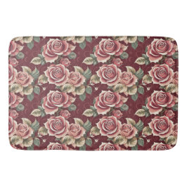 Tapete De Banheiro Vintage Rosa Floral Bath Mat - Romântica