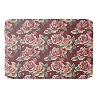 Tapete De Banheiro Vintage Rosa Floral Bath Mat - Romântica
