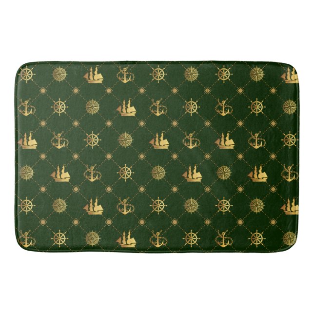 Tapete De Banheiro Vintage Sailor Dourado (Frente)