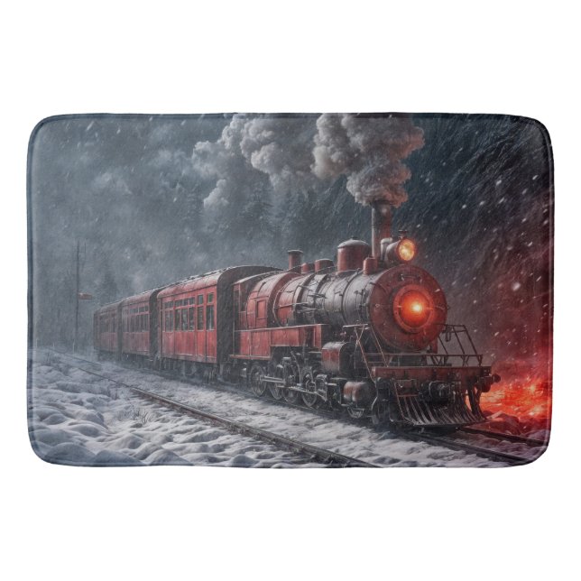 Tapete De Banheiro Vintage Snow Train (Frente)