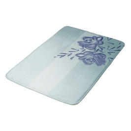 Tapete De Banheiro Vintage Watercolor Floral Ombre Azul