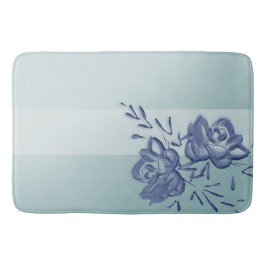 Tapete De Banheiro Vintage Watercolor Floral Ombre Azul