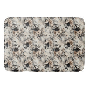 Tapete De Banheiro Vintage Watercolor Rosas em bege, preto, creme