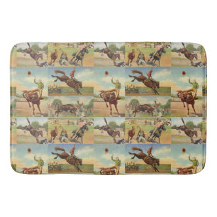 Tapete De Banheiro Vintage Western Rodeo Evita Cowboys Horses Bulls