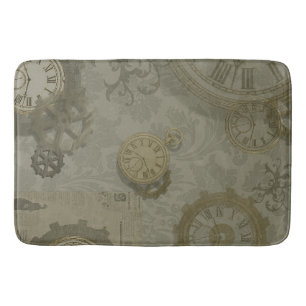 Tapete De Banheiro Vintagem de impressão verde-azeitona Steampunk