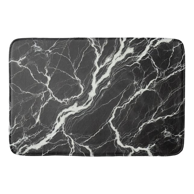 Tapete De Banheiro Visual Glamouroso com Efeito de Mármore Preto e Br (Frente)