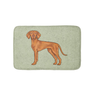 Tapete De Banheiro Vizsla Húngaro Cachorro Fofo Ponteiro em Pé Verde