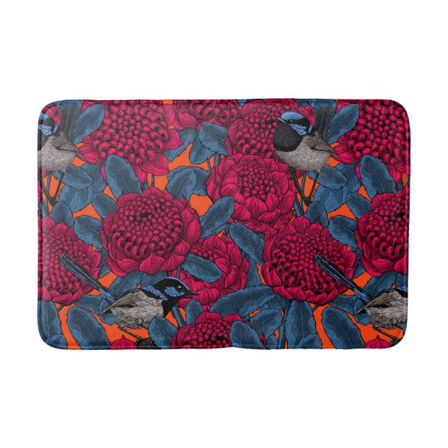 Tapete De Banheiro Waratah Vermelho e forras-de-fada (Frente)