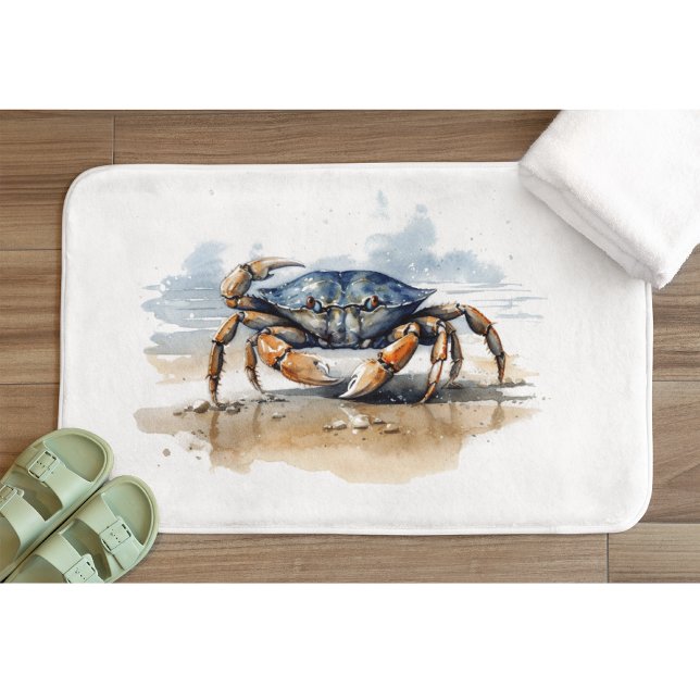 Tapete De Banheiro Watercolor Beach Crab (Criador carregado)